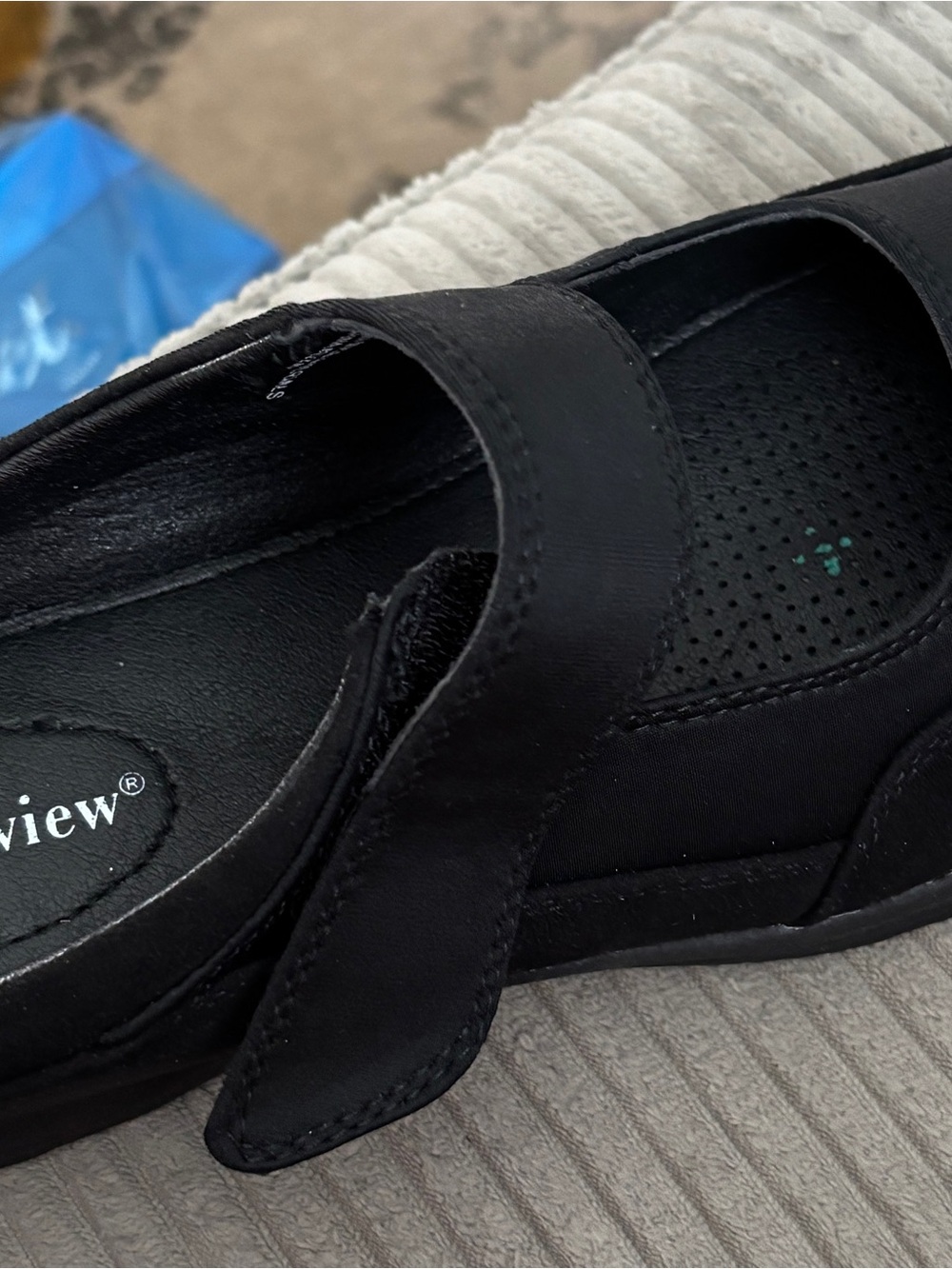 comfortview Black Slip-On Loafers with Adjustable Strap